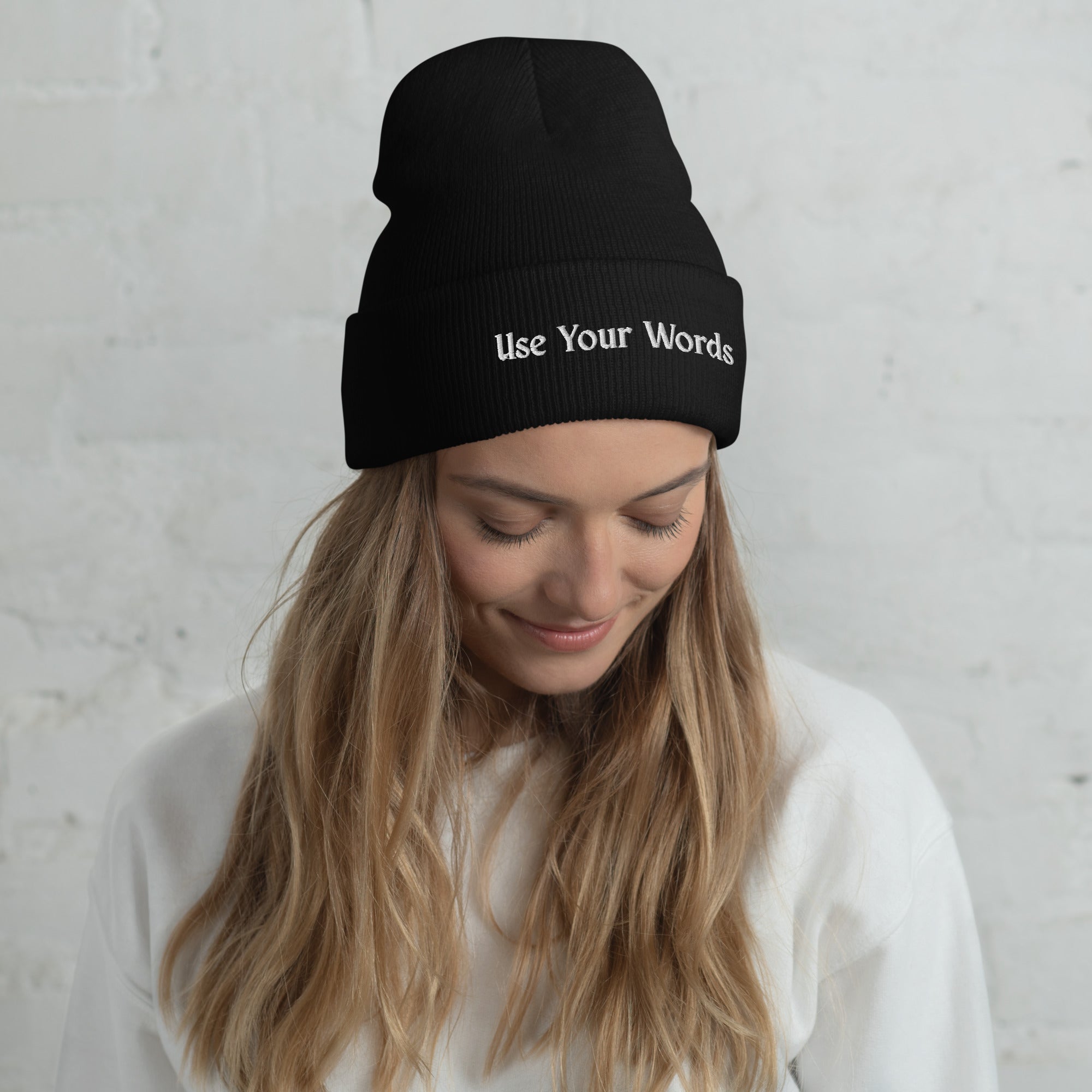Use Your Words Cuffed Beanie
