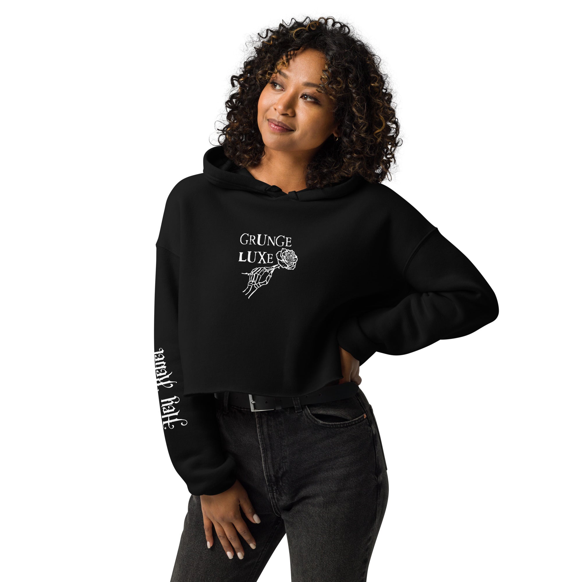 Grunge Luxe Logo Crop Hoodie